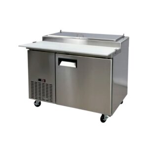 MESA FRIA PREPARACION ACERO INOX 127×80×105CM 1 PUERTA SÓLIDA 6 INSERTOS TERCIOS INGREDIENTES APV ECV800299