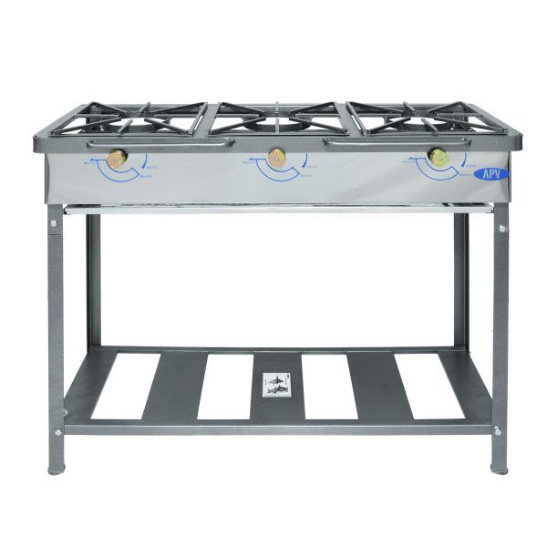 Cocina Lineal A Gas 3 Quemadores Y Mesa Con Pintura Electrostática