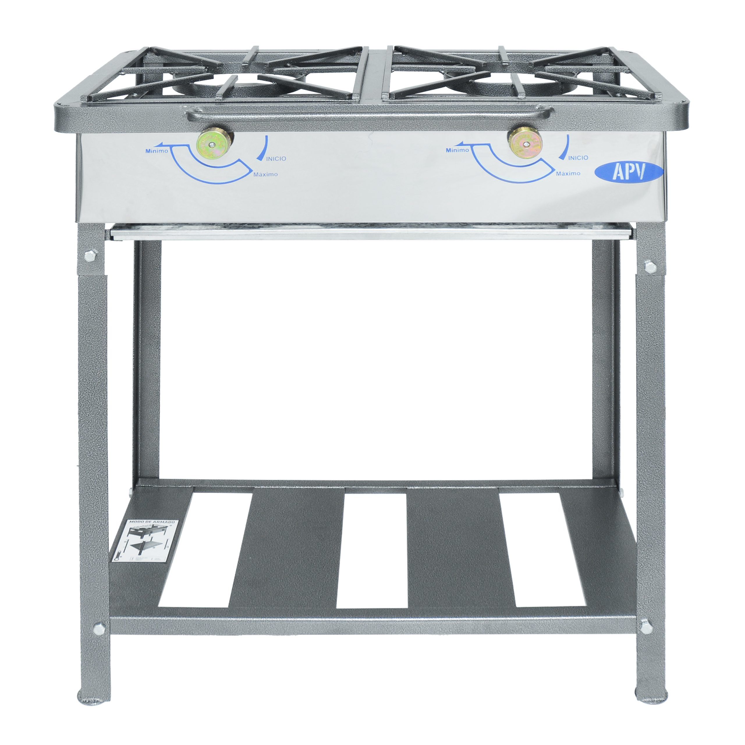 Cocina Lineal A Gas 2 Quemadores Y Mesa Con Pintura Electrostática