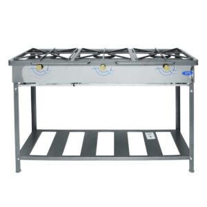 Cocina Lineal A Gas 3 Quemadores Extragrandes Y Mesa Armable Con Pintura Electrostática