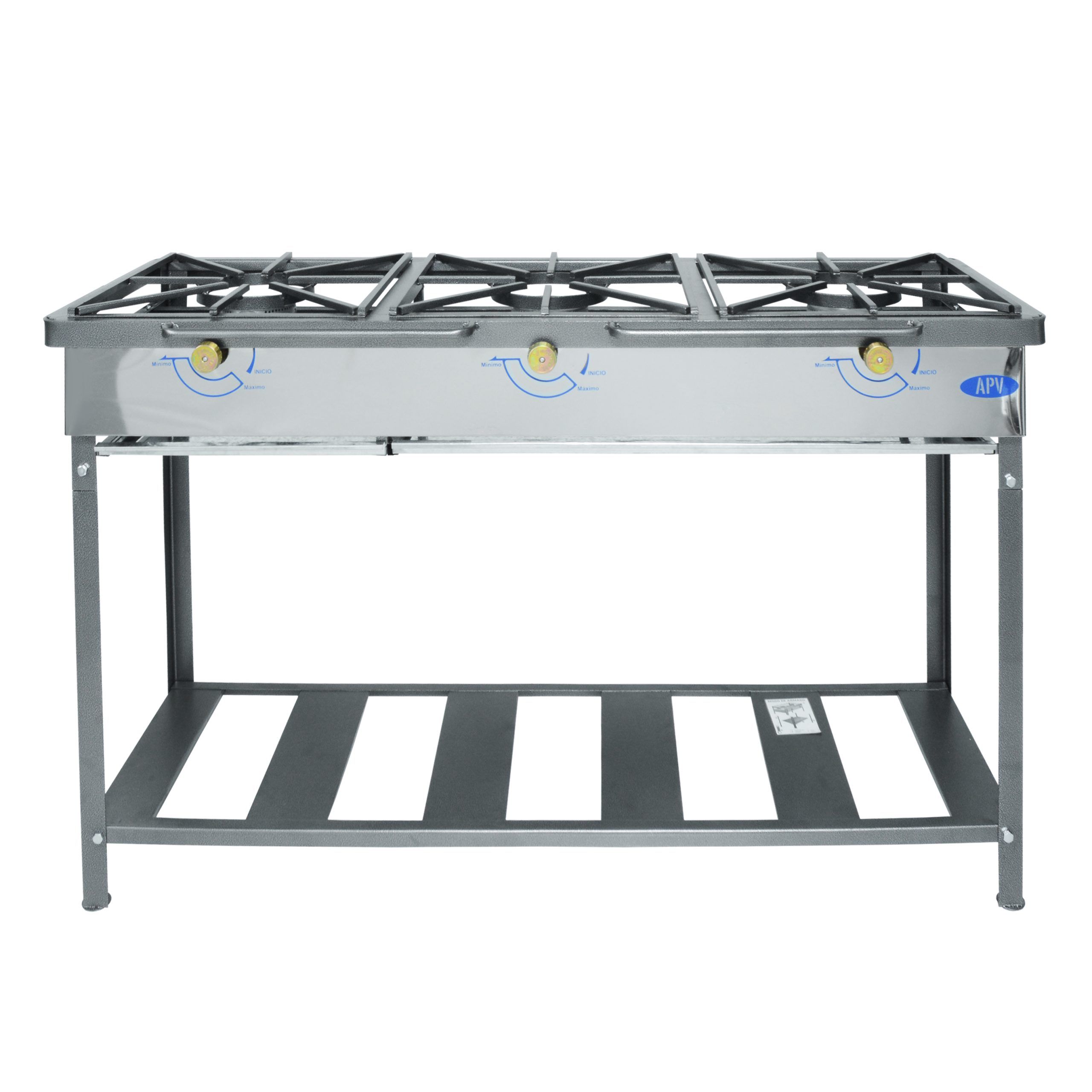 Cocina Lineal A Gas 3 Quemadores Extragrandes Y Mesa Armable Con Pintura Electrostática