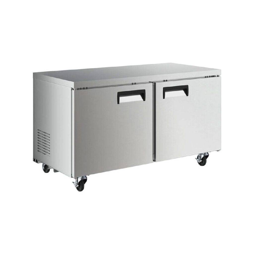 Mesa De Congelación Bajo Mostrador En Acero Inoxidable 2 Puertas